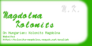 magdolna kolonits business card